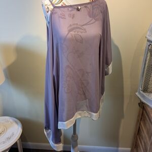 Elegant Lavender Blouse with White Trim